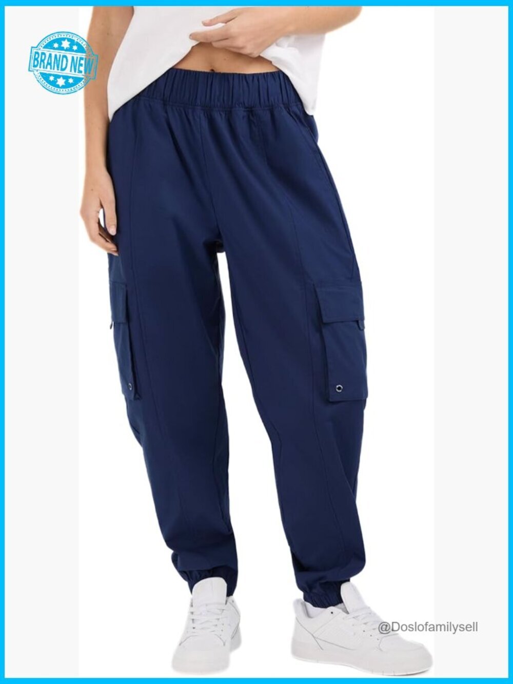 Woven Cargo Pants Loose Fit Mid Rise Wide Leg Streetwear 29in Inseam